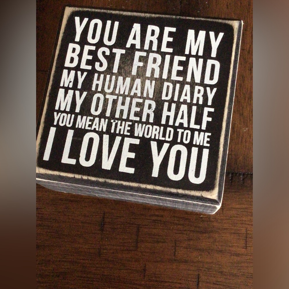 Primitives by Kathy Black Wooden Box Sign I Love You Gift